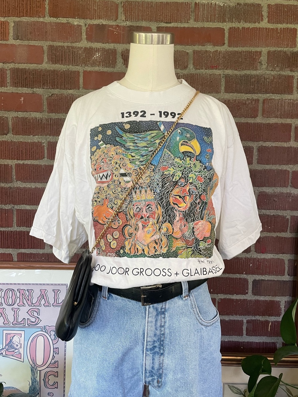 Vintage RARE 1992 GROOSS + GLAIBASEL Graphic Short-Sleeve Shirt Switcher Swiss